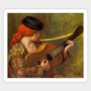 Young Spanish Woman with a Guitar by Pierre Renoir Sticker